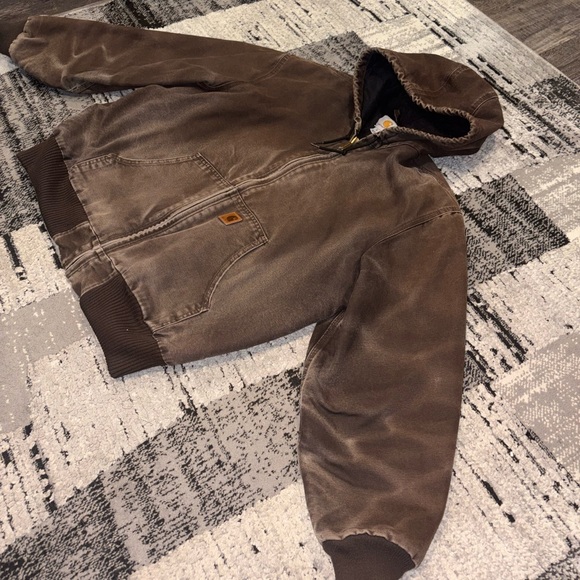 Vintage Carhartt Brown Faded Hooded Active Work Jacket - Picture 4 of 12